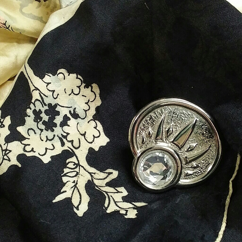 Vintage Silk Scarf and Clip